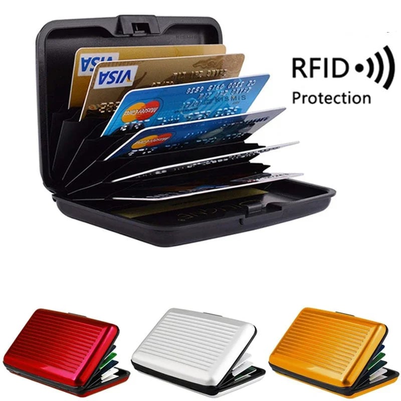 RFID blokovací kovová peněženka s držákem kreditních karet pro muže a ženy, pouzdro na vizitky