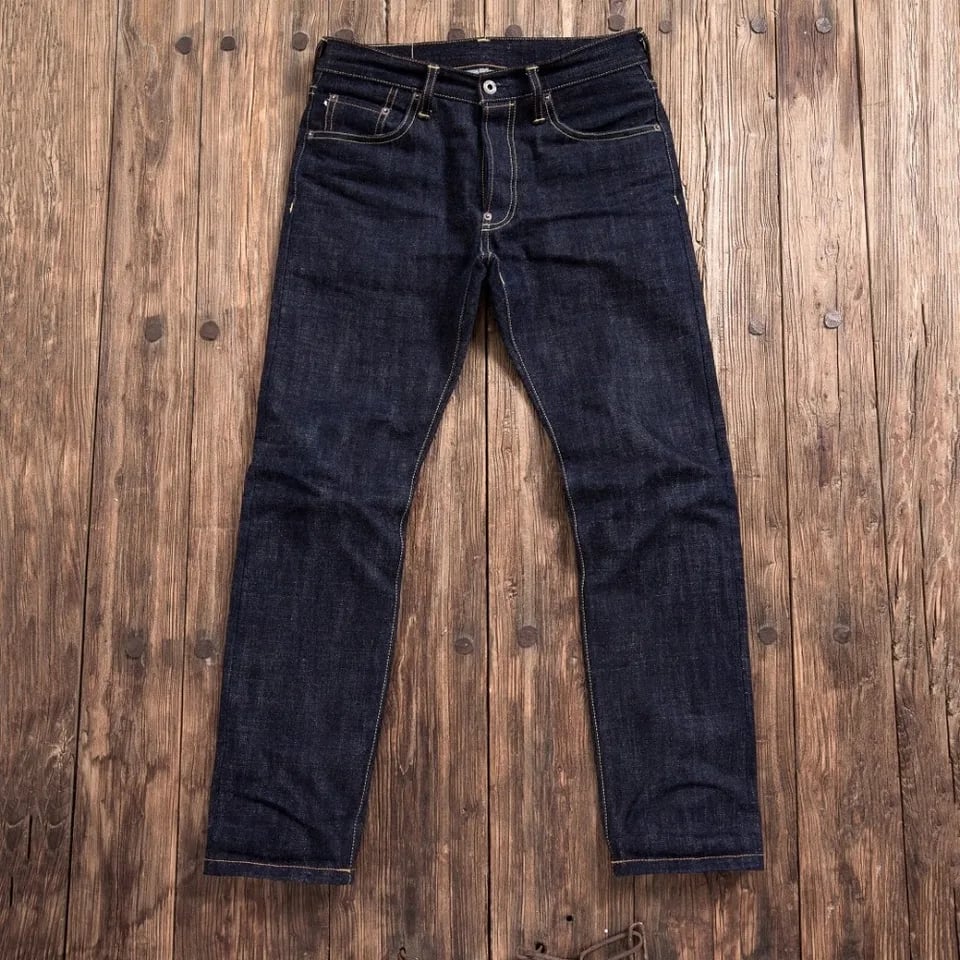 Pánské raw denim džíny 17oz těžké indigo selvedge kalhoty nevyprané unsanforized