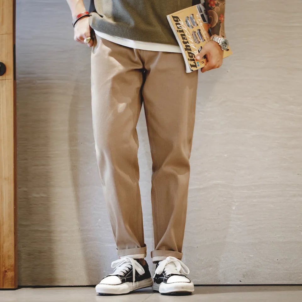 Pánské khaki džíny 11.7OZ selvedge denim rovné kalhoty casual denimové kalhoty