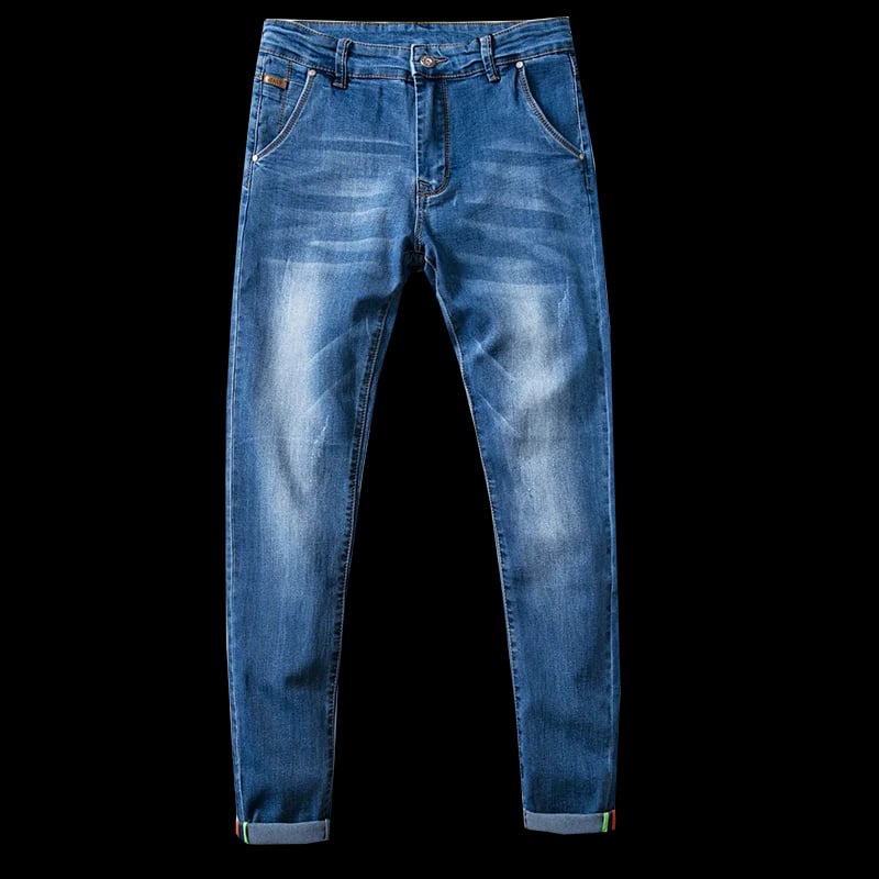 Pánské džíny slim fit strečové modré skinny kalhoty casual elegantní střih 2024