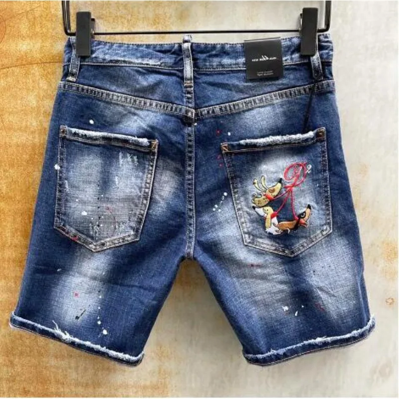 Pánské světle modré džínové šortky letní ripped denim rovný střih kvalitní bavlna