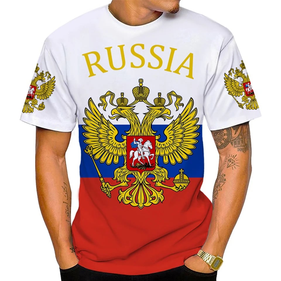 3D tričko s ruskou vlajkou a medvědem - unisex streetwear tričko s potiskem CCCP