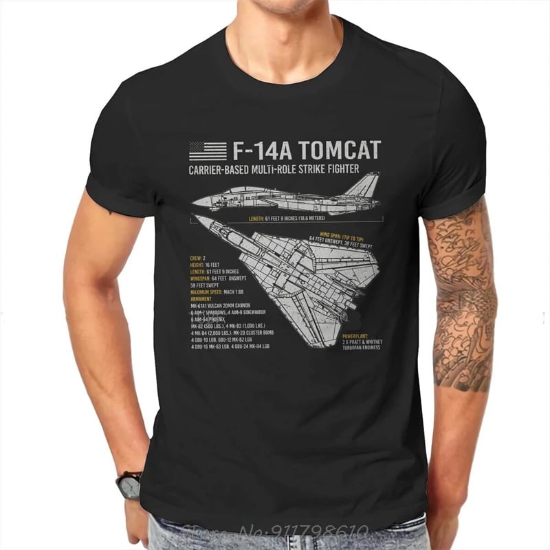 Pánské tričko F-14 Tomcat letadlo US Navy Top Gun oversize bavlna krátký rukáv