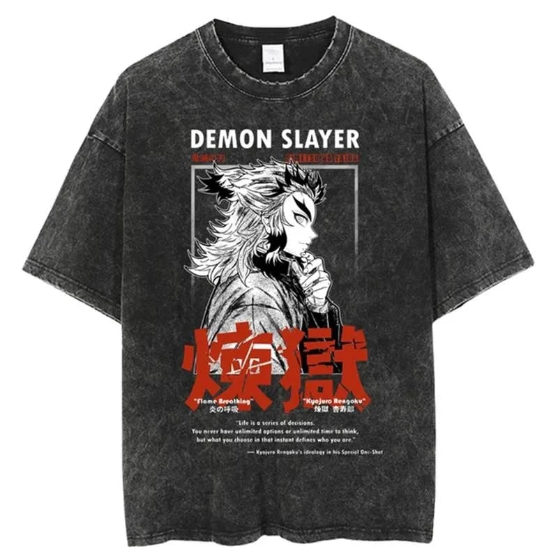 Anime Demon Slayer tričko bavlna unisex vintage manga motiv japonský styl top