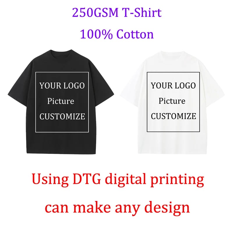 Bavlněné tričko 250g oversized unisex krátký rukáv vlastní potisk DIY kvalitní heavy tee