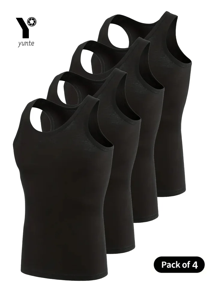 Pánská sportovní vesta 4ks černá rychleschnoucí polyester fitness běh trénink