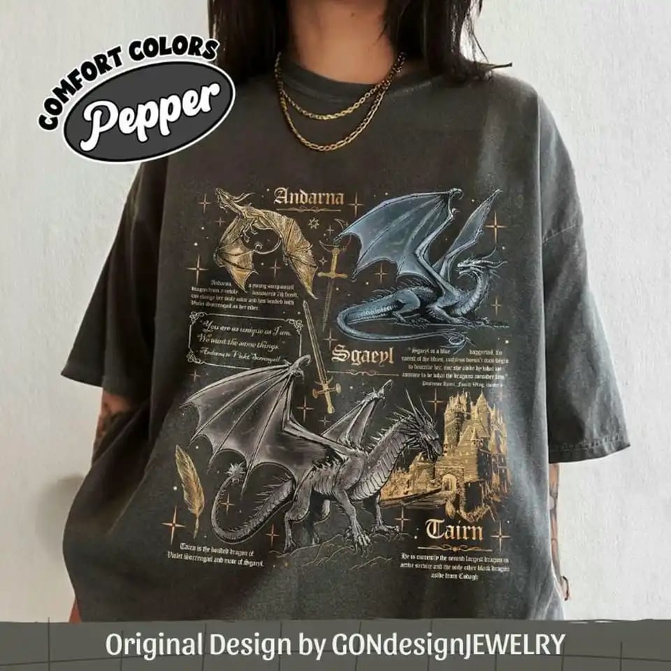 Dámské retro tričko s drakem Fourth Wing - pohodlná mikina pro čtenáře streetwear