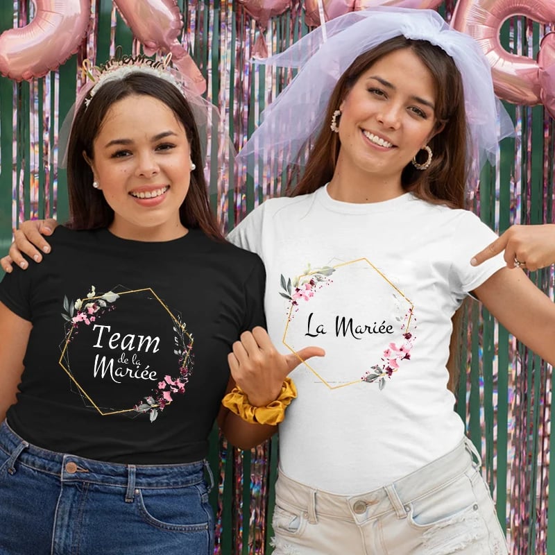Dámské tričko pro rozlučku se svobodou - budoucí nevěsta svatební tým květinová koruna