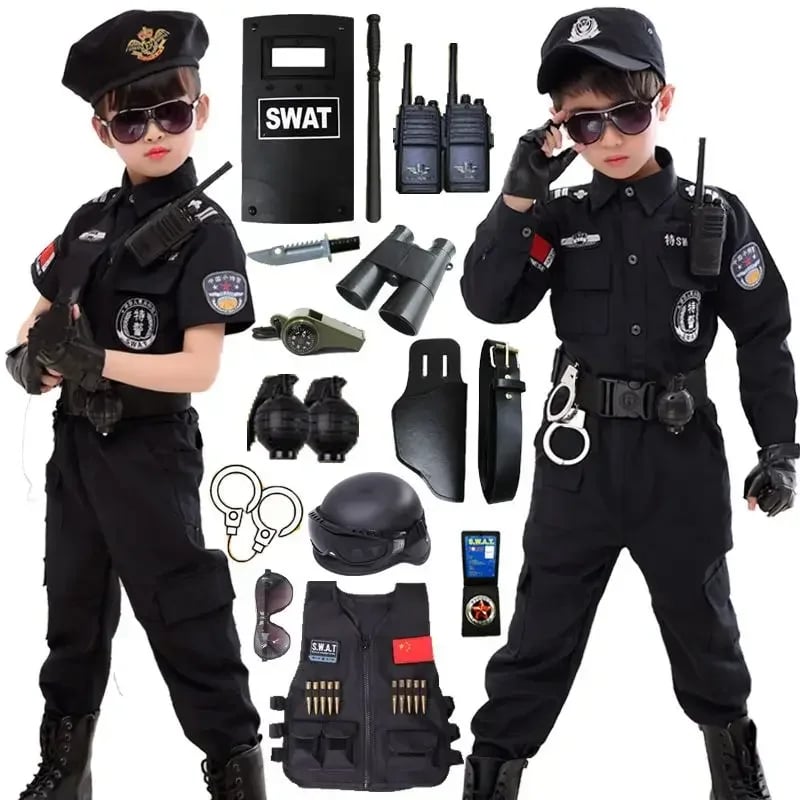 Dětský policejní kostým na Halloween - uniforma strážník detektiv maškarní ples