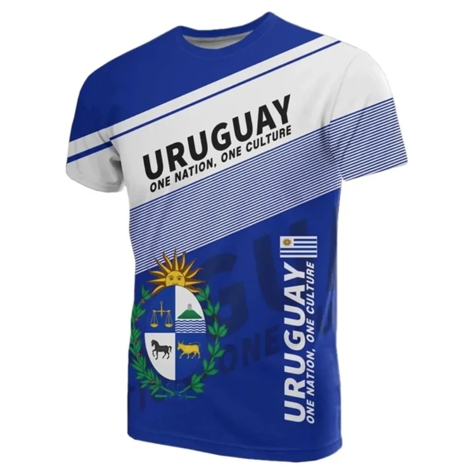 Tričko s vlajkou Uruguay pro muže a ženy - sportovní oversized top s 3D potiskem