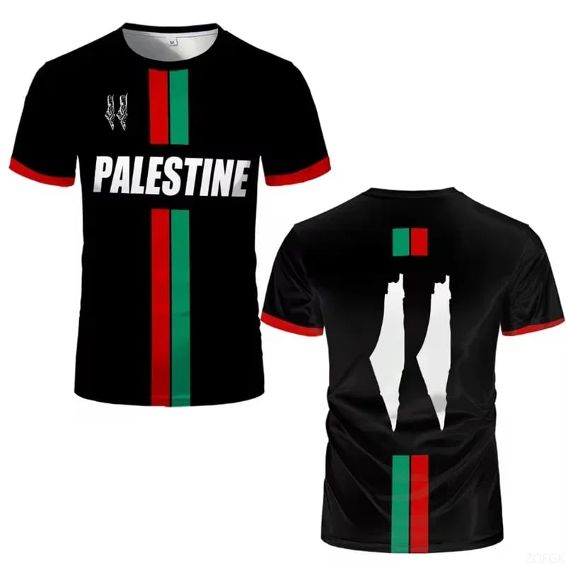 Pánské sportovní tričko s 3D potiskem vlajky Palestiny - rychleschnoucí dres