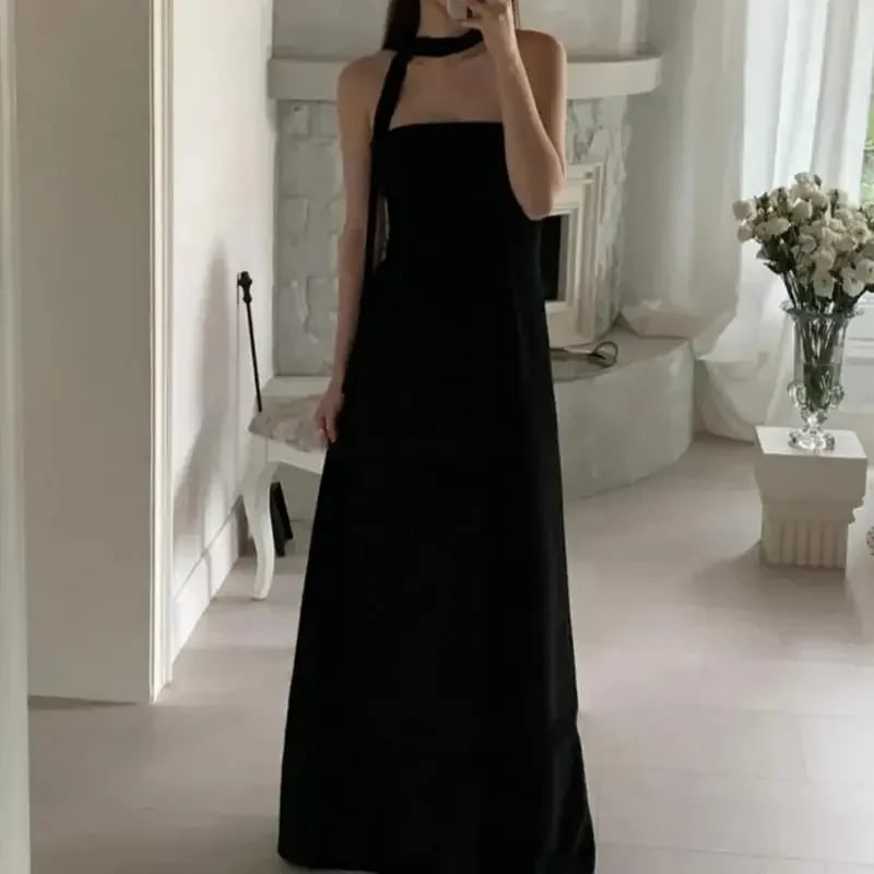 Elegantní černé svatební šaty bez ramínek saténové dlouhé společenské A-line