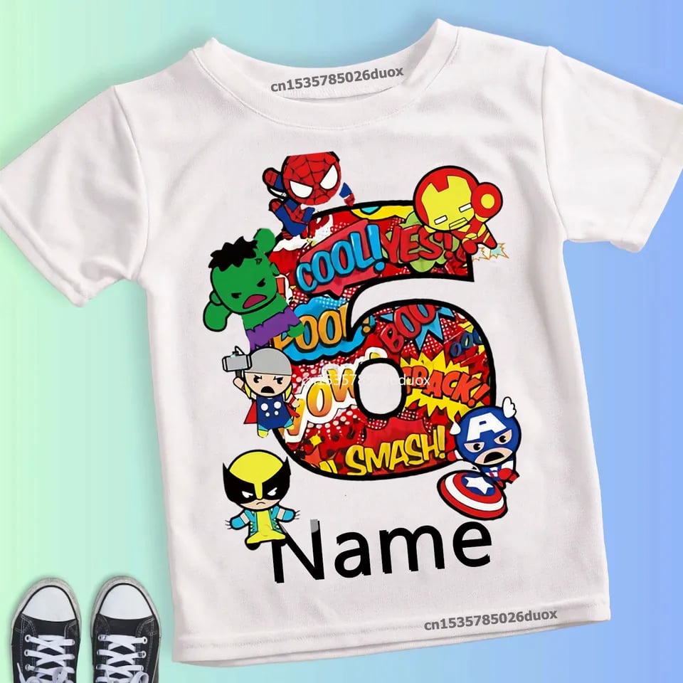 Dětské narozeninové tričko Superhrdina - personalizovaný potisk, krátký rukáv, letní móda 6-9 let
