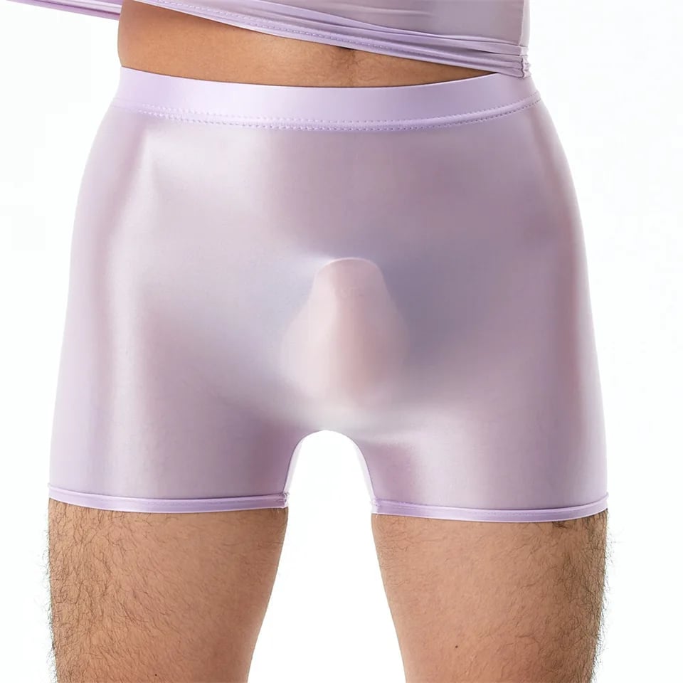 Pánské průsvitné hedvábné boxerky elastický pas štíhlý design módní spodní prádlo