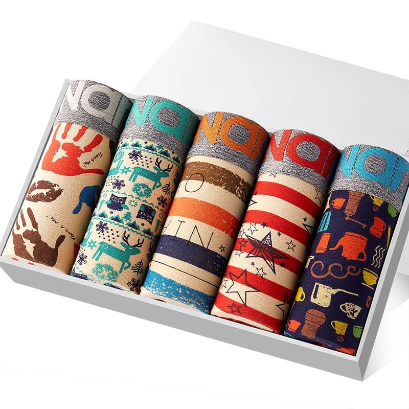 Pánské boxerky sada 5ks prodyšné pohodlné bavlněné spodní prádlo M-XXL