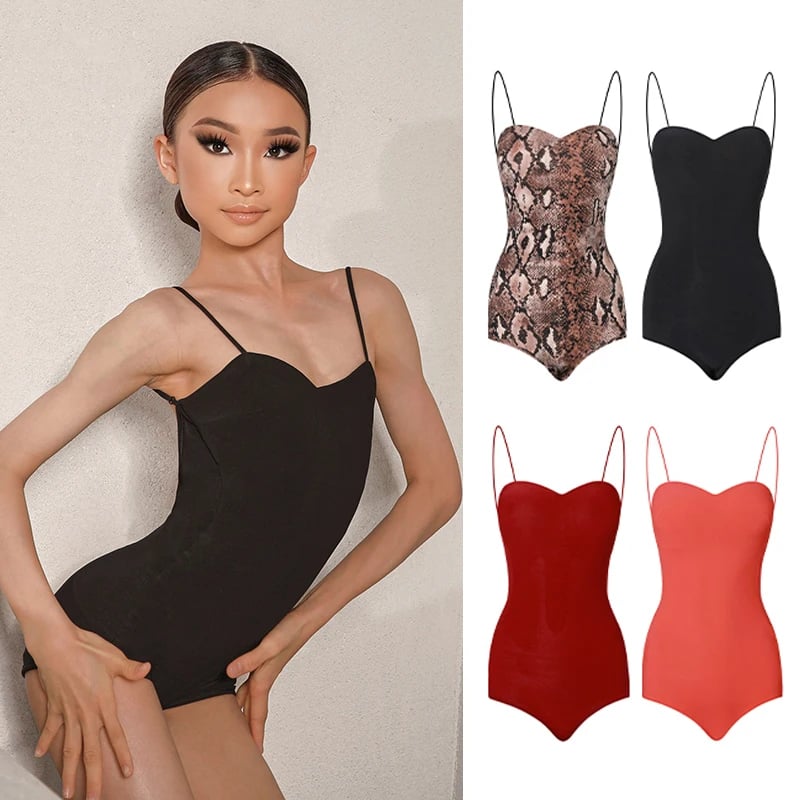 Dívčí taneční body pro latinské tance - sportovní gymnastický top pro samba a cha-cha, černý