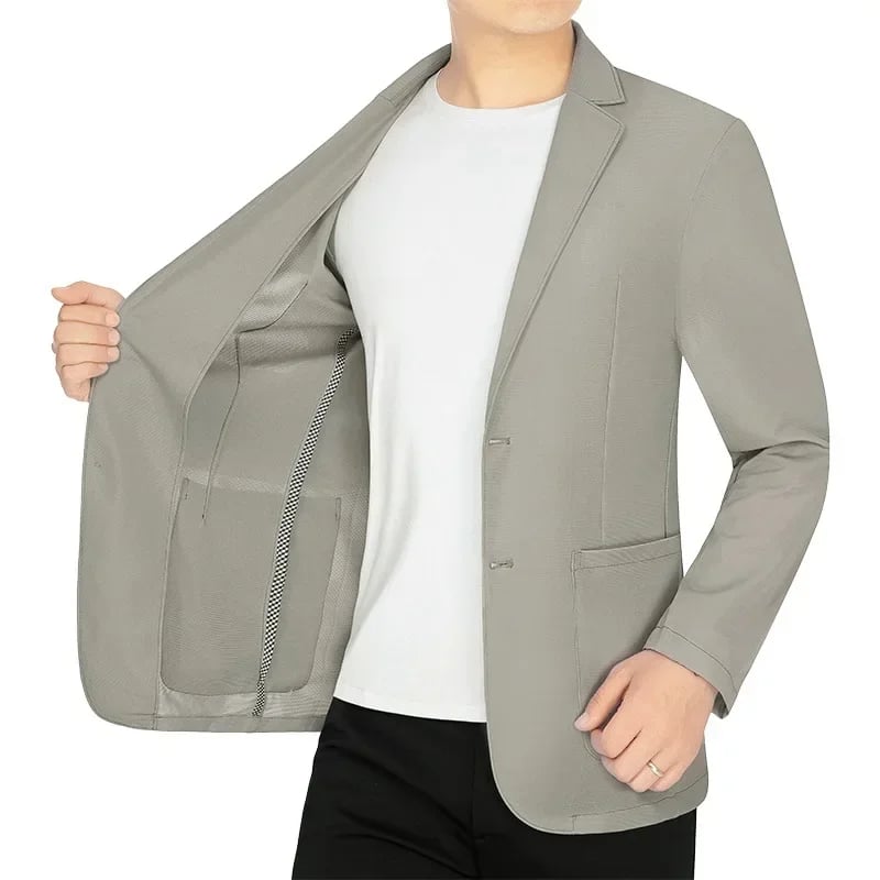 Pánské letní sako prodyšné síťované slim fit volnočasové béžové sportovní sako vel. XL-4XL