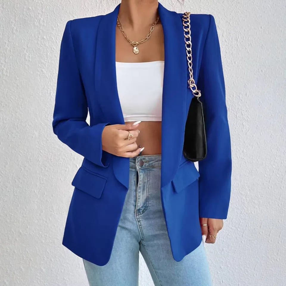 Elegantní dámský blazer s dlouhým rukávem - kancelářský styl, módní jarní kabátek