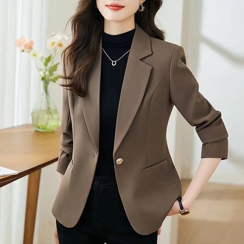 Dámské elegantní sako jarní/podzimní slim fit formální casual kabátek v módním stylu