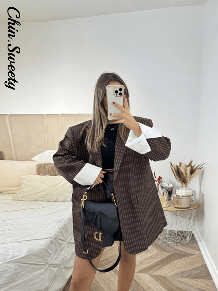 Dámský elegantní blazer volného střihu s knoflíky - módní sako pro každou příležitost