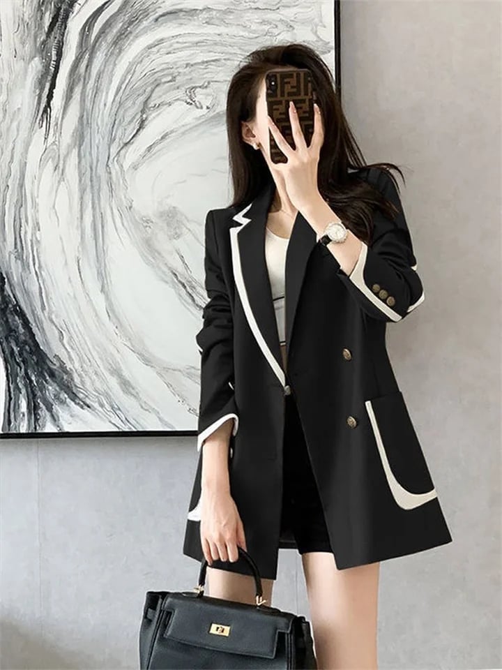 Dámské elegantní sako slim fit jarní/podzimní casual blazer v nadčasovém designu