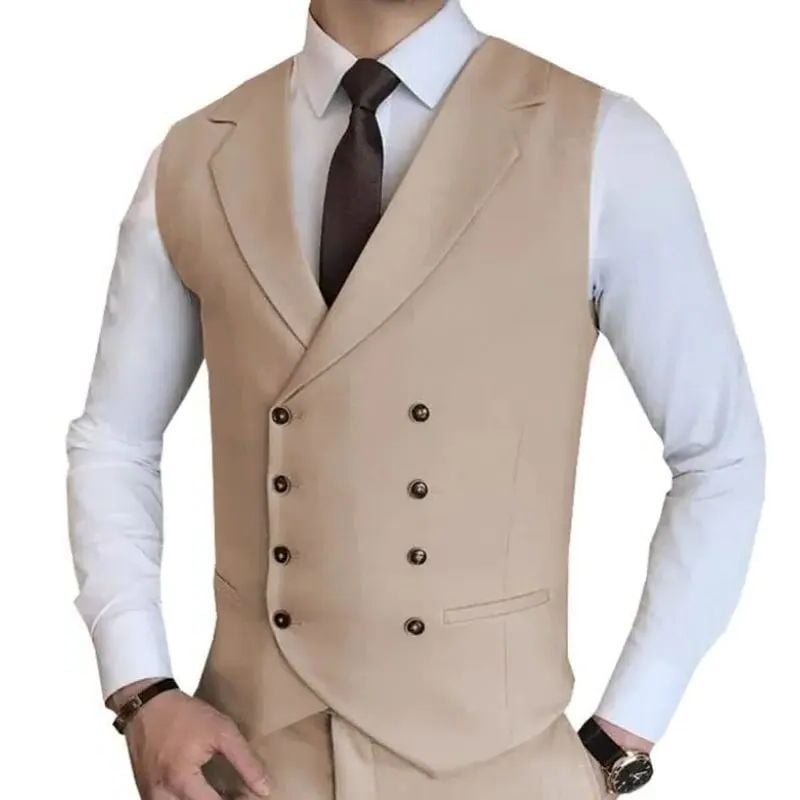 Pánská champagne vesta slim fit – elegantní společenský oděv pro svatbu a společenské akce