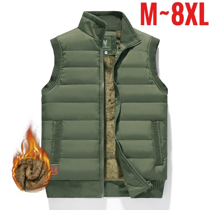 Pánská zimní vesta XXL prošívaná fleecová zateplená teplá outdoor bunda bez rukávů