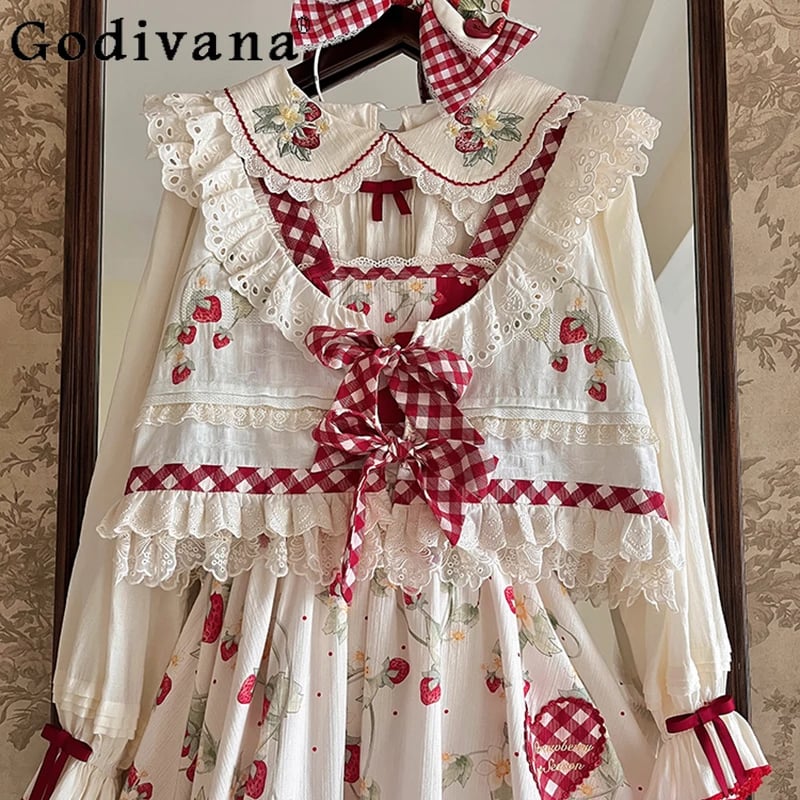 Dámská roztomilá krajková vesta s výšivkou jahody, gotický lolita styl, módní dámský top