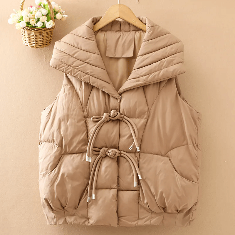 Dámská prošívaná vesta bez rukávů - zimní bunda se zipem v módním streetwear stylu