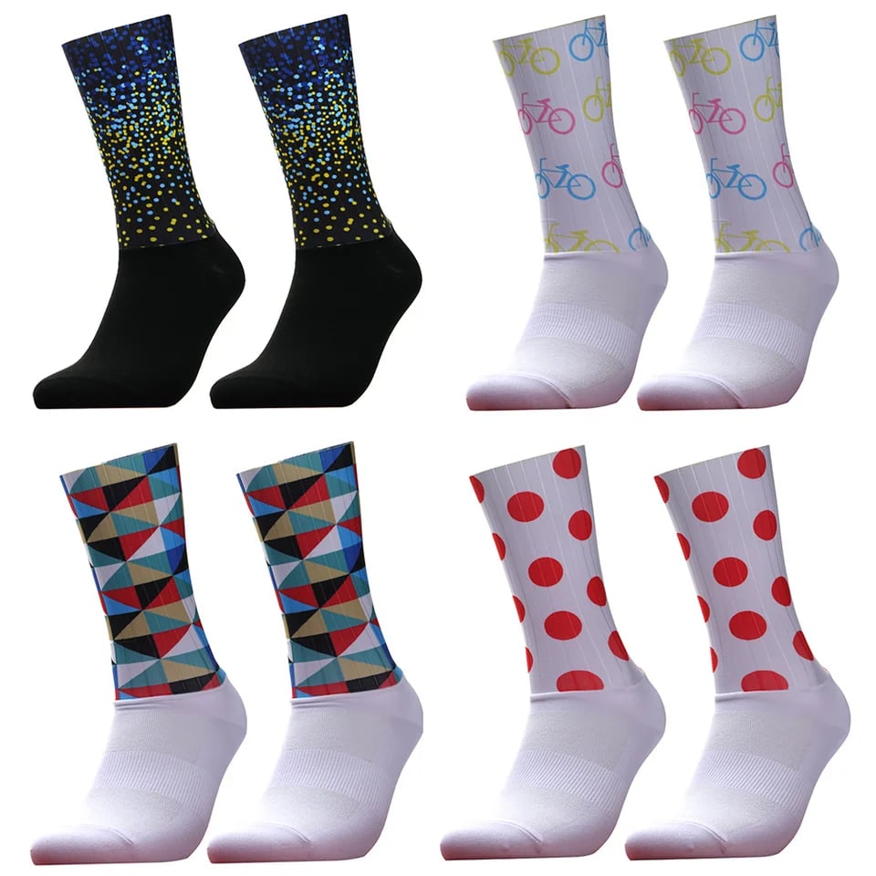 Prodyšné cyklistické ponožky bez švů - sportovní kompresní socksy na kolo a běh