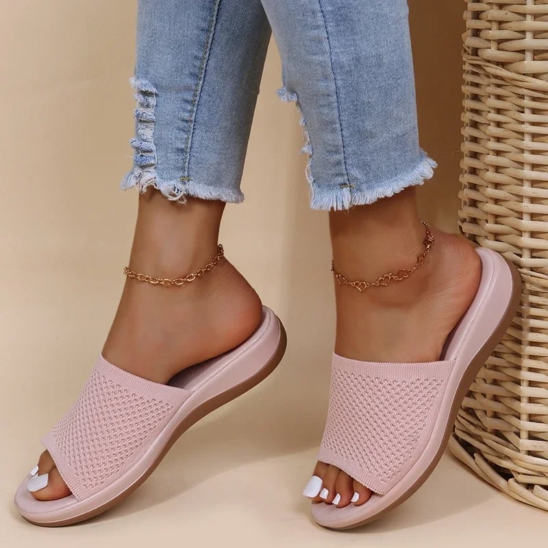 Dámské letní sandály pohodlné elastické ploché boty prodyšné elegantní střih