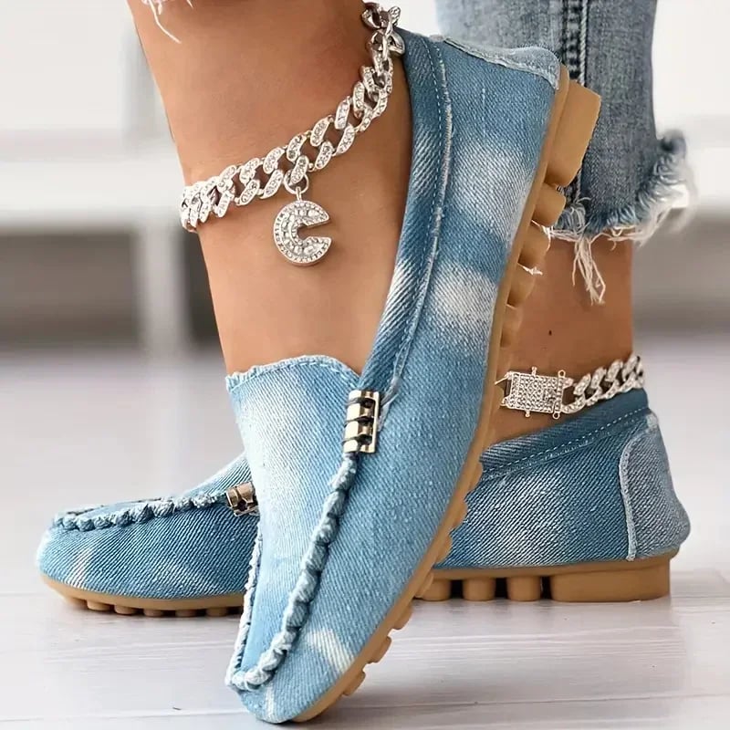Dámské ploché tenisky s kulatou špičkou tlustou podrážkou denim casual boty jaro podzim