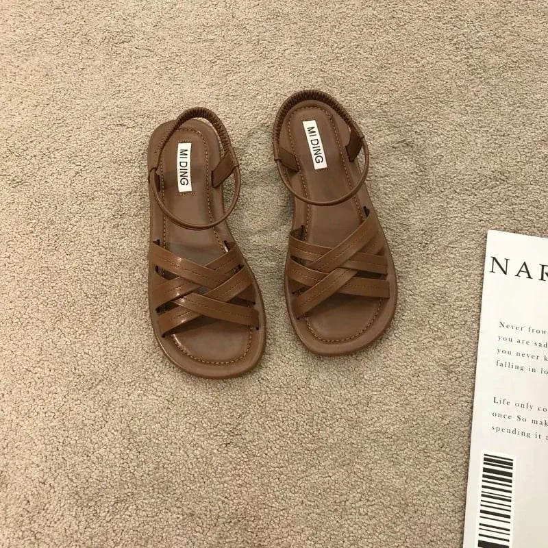 Dámské letní sandály slip-on římské ploché s měkkou podrážkou