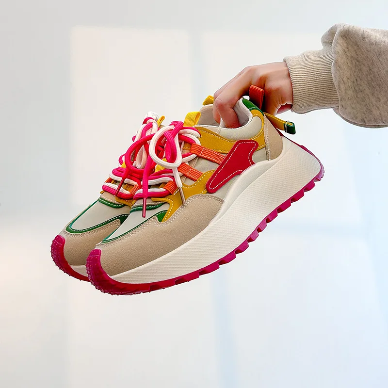 Dámské tenisky vysoký kotník luxusní platforma volnočasové venkovní běžecké boty