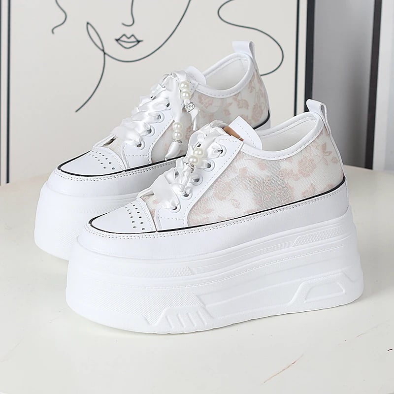 Dámské platformové sandály 12 cm letní boty klínová podrážka z pravé kůže