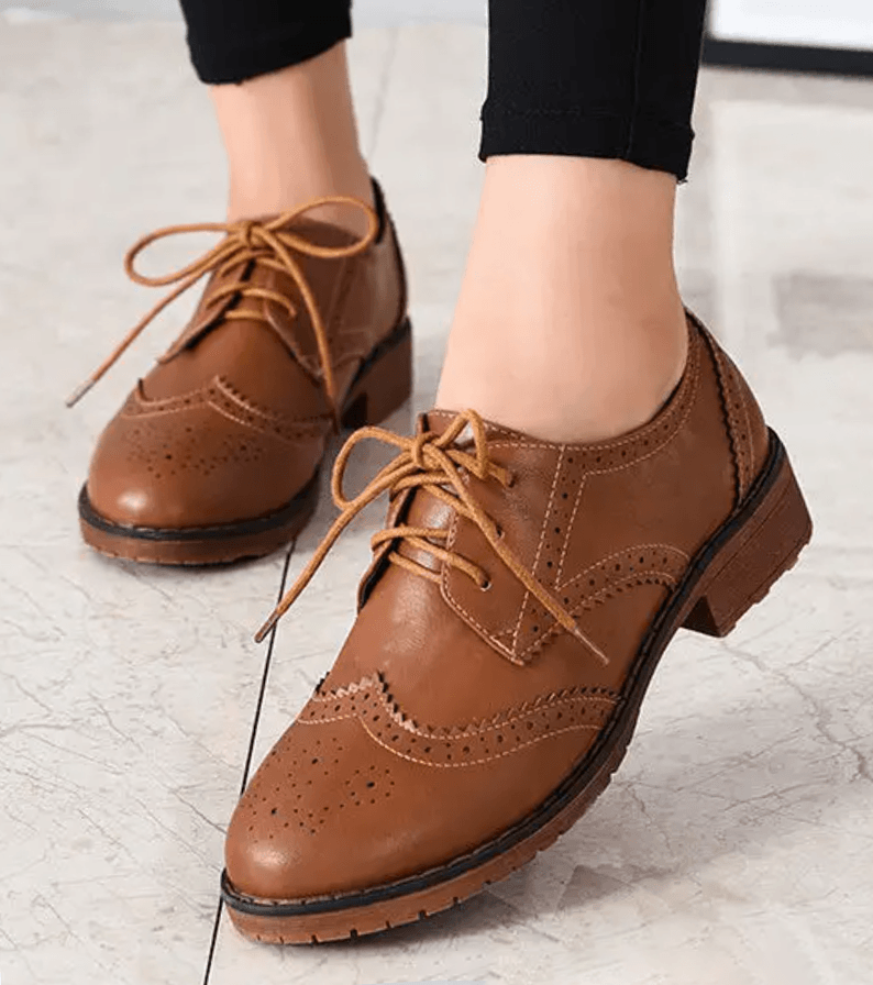 Dámské oxford boty brogue derby tkaničkové casual boty do práce i na párty