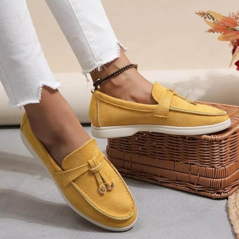 Dámské ploché slip-on boty loafers syntetický semiš prodyšné elegantní podzimní business