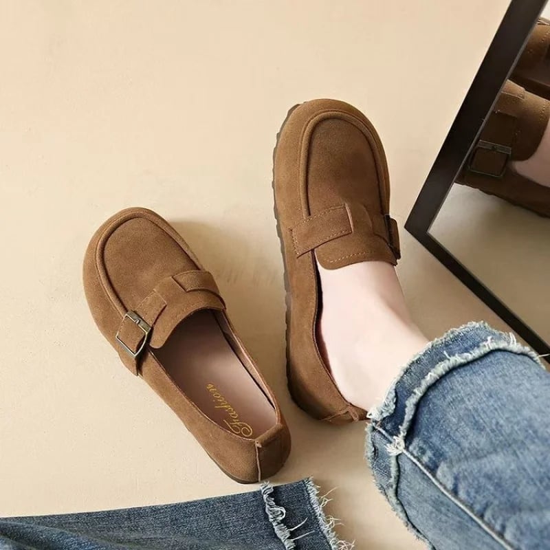 2025 nové dámské kožené mokasíny Slip-On s neklouzavou podrážkou na podzim