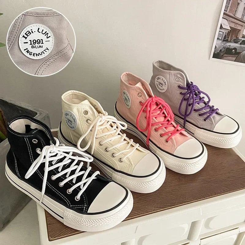 Dámské vysoké plátěné tenisky Slip on letní jednobarevné fialovošedé