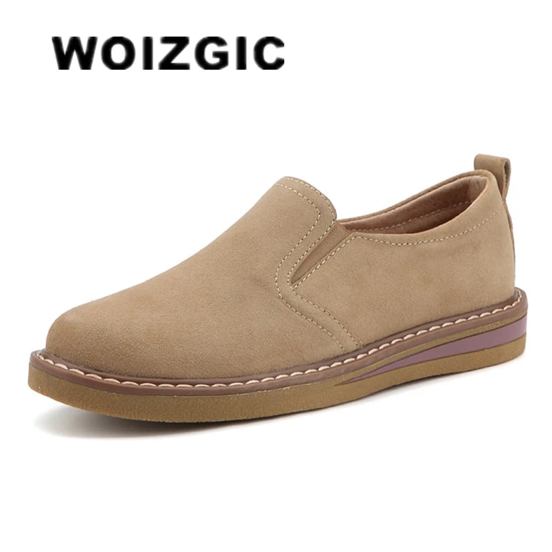 Dámské kožené semišové mokasíny slip-on pohodlné ploché boty