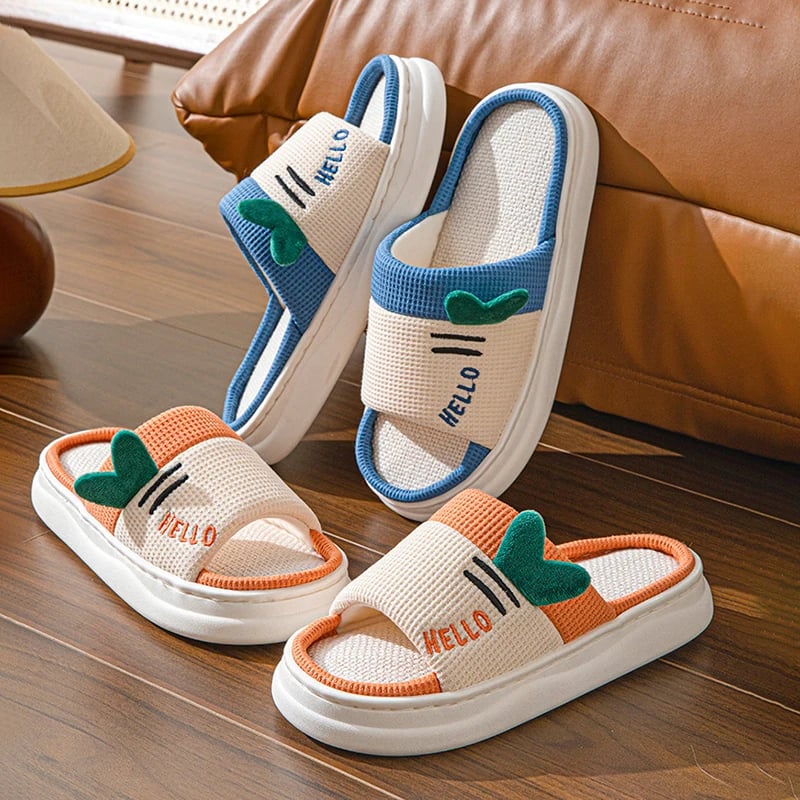 Lněné platformové pantofle pro ženy letní lehké pohodlné domácí boty