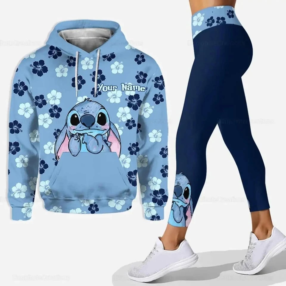 Dámská souprava mikina s kapucí a legíny 3D tištěná pletená casual jóga